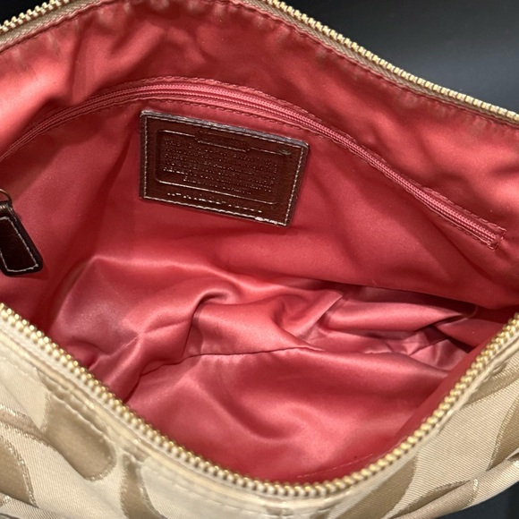 COACH 18980 Poppy Metallic Signature Canvas Push Lock Front Pocket Shoulder Bag - Picture 11 of 16